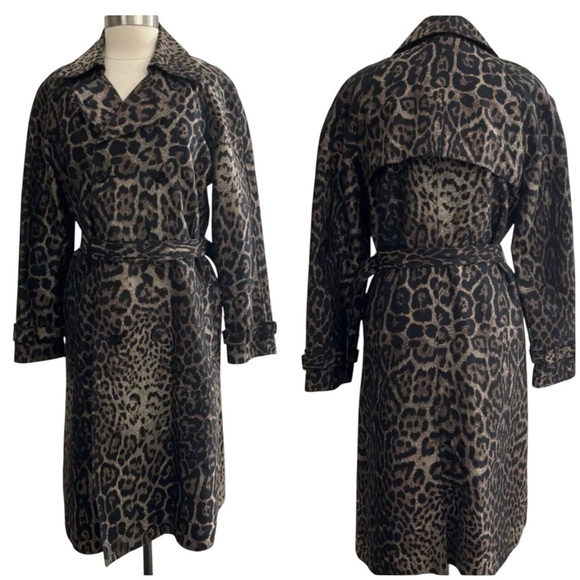St. John cotton and silk animal leopard print Trench Coat - Picture 7 of 13